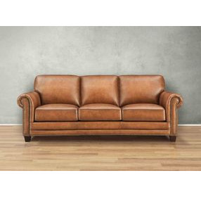 Colwyn Saddle Leather 91" Sofa with Nailhead Trim