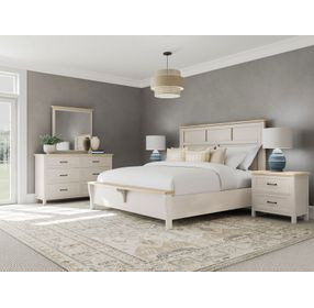 Glenndale Aged White Queen Panel Bed