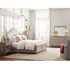 Haven Light Stain and Beige Upholstered California King Shelter Bed