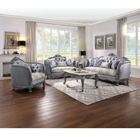 Ariadne Gray and Platinum Rectangular Marble Top End Table