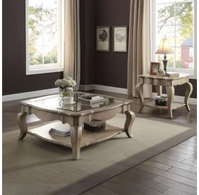 Chelmsford Antique Taupe Square Glass Top Cocktail Table