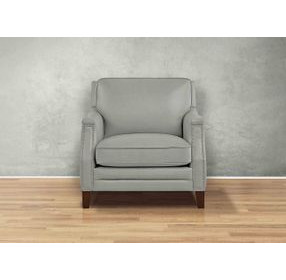 Camden Silver Leather Upholstered Accent Chair with Nailhead Trim