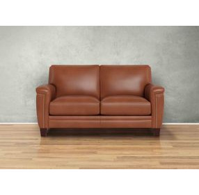 Sherwyn Nutmeg Leather 64" Loveseat with Nailhead Trim