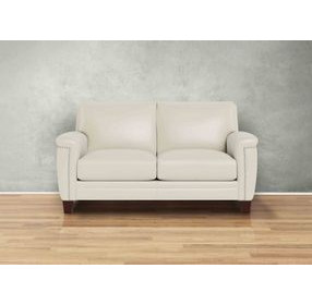 Sherwyn Vanilla Leather 64" Loveseat with Nailhead Trim
