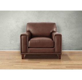Halwyn Pecan Leather Upholstered Accent Chair