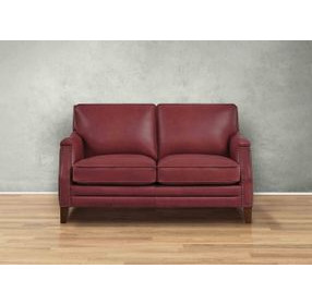 Camden Cranberry Leather 61" Loveseat with Nailhead Trim