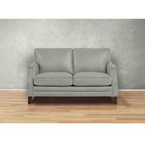Camden Silver Leather 61" Loveseat with Nailhead Trim
