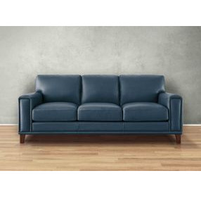 Halwyn Navy Leather 89" Sofa