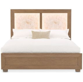 Portrait Sienna Brown Panel Bedroom Set with LED and USB Charging