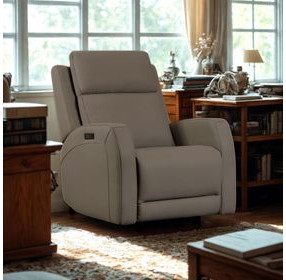 Boncraft Brown Leather Swivel Glider Power Recliner with USB Charging