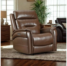 Dunky Brown Leather Swivel Glider Power Recliner with USB Charging