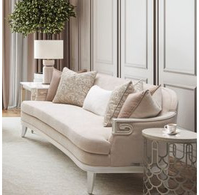 La Marisia Tranquil and Creamy Pearl Chenille 91" Sofa