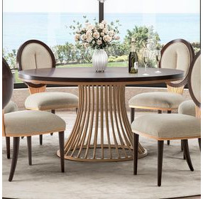 Camellia Field Warm Pecan 60" Round Dining Table