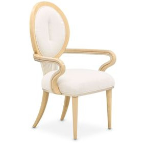 Camellia Field Cornsilk Upholstered Dining Arm Chair Set of 2