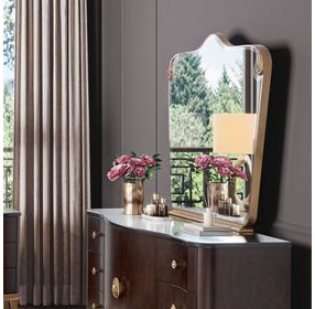 Camellia Field Warm Pecan Arch Dresser Mirror
