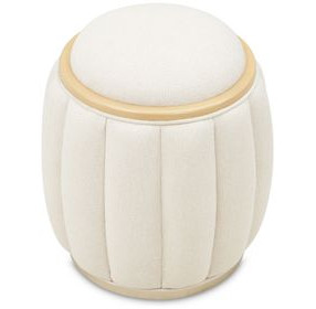 Camellia Field Cornsilk Upholstered Round Bench