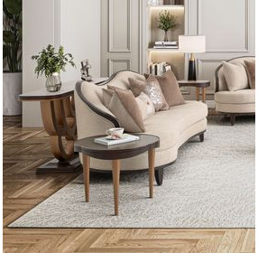 Camellia Field Linen and Warm Pecan Chenille 94" Sofa