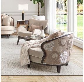 Camellia Field Warm Pecan and Porcini Accent Chair