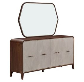Houston Walnut 4 Door Sideboard with Mirror