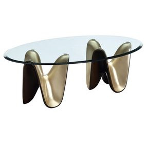 Houston Brushed Gold Oval Glass Top Cocktail Table