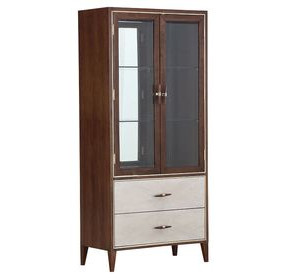 Houston Walnut 2 Drawer Display Cabinet with LED Lighting