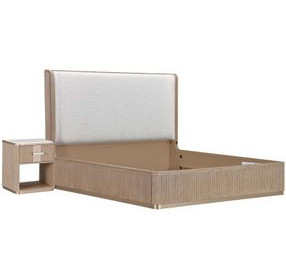 West Kensington Buff and Sea Salt Caramel Upholstered Platform Bedroom Set