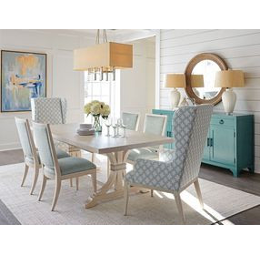 Seacliff Blue Upholstered Host Wing Chair