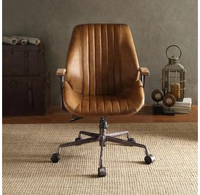 Hamilton Coffee Leather Upholstered Swivel Office Chair