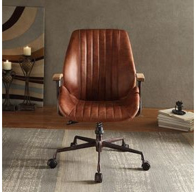 Hamilton Cocoa Leather Upholstered Swivel Office Chair