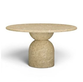 Cynthia Light Emperador and Walnut Outdoor 54" Round Marble Top Dining Table