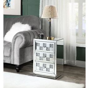 Noralie Silver and Gray Rectangular Glass Top Accent Table