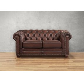 Alwick Caramel Leather 68" Loveseat with Nailhead Trim