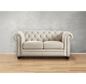 Alwick Vanilla Leather 68" Loveseat with Nailhead Trim