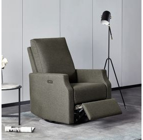 Louie Slate Swivel Glider Power Recliner with USB Charging