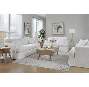 Sutton Snow Slip Cover Flared Arms Living Room Set