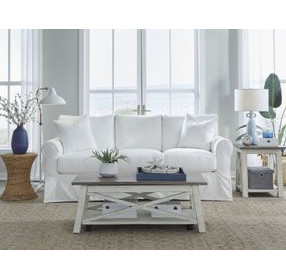 Sutton Snow Slip Cover Rounded Arms 91" Sofa