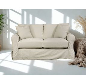 Sutton Sand Slip Cover Rounded Arms 73" Loveseat