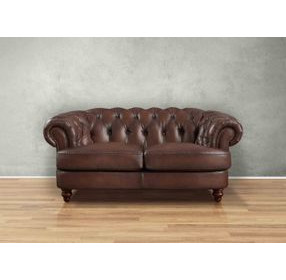 Newlyn Caramel Leather 73" Loveseat with Nailhead Trim