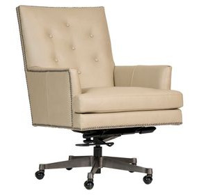 Reese Ardent Dove Leather Upholstered Executive Chair with Nailhead Trim and Casters