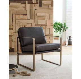 Bradett Dark Brown Leather Upholstered Accent Chair