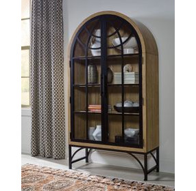 Gwenwich Natural and Black 2 Glass Door Accent Cabinet