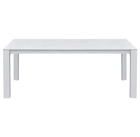 Alexa Outdoor Dining White Outdoor Rectangular Stone Top Dining Room Set