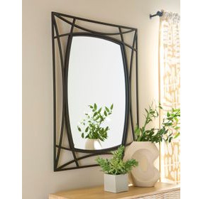 Freenville Black Rectangular Accent Wall Mirror