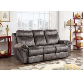 Nashville Gray Manual Reclining 88" Sofa with Drop-Down Console and USB Charging