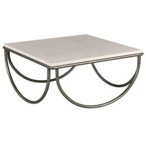 Hidden Treasures White and Gray Square Limestone Top Occasional Table Set