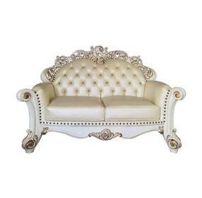 Vendome Champagne 70" Loveseat with Pillows and Nailhead Trim
