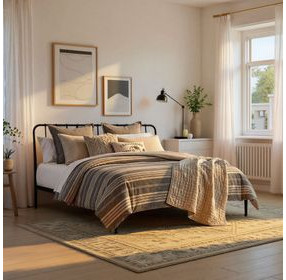 Metal Beds Matte Farmhouse King Metal Bed
