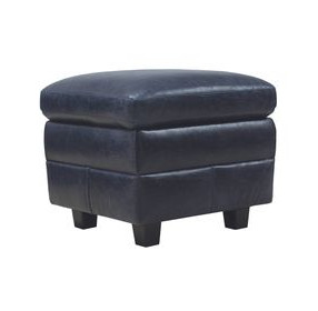 Ashton Midnight Blue Top Grain Leather Ottoman