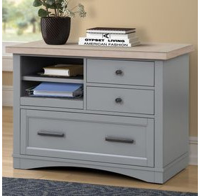 Americana Modern Dove Functional File Cabinet With Power Center