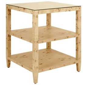 Amie Brown Square Glass Top Side Table
